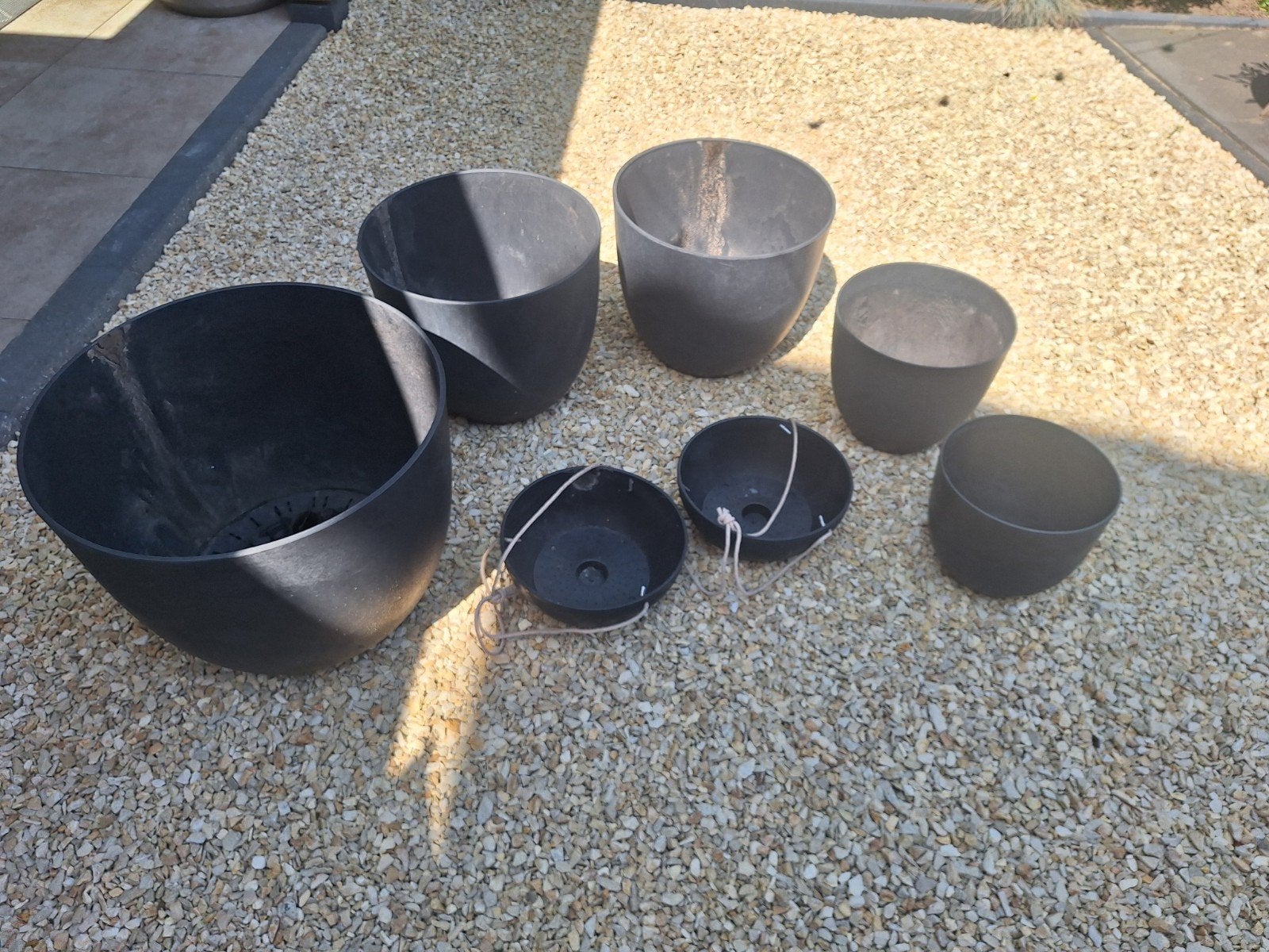 Antraciet bloempotten kunststof buiten, Tuin en Terras, Bloempotten, Ophalen, Kunststof, 40 cm of meer, Rond