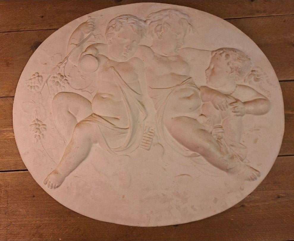 Gipsen Wanddecoratie met Klassieke Figuren - 69x58 cm, Antiek en Kunst, Ophalen