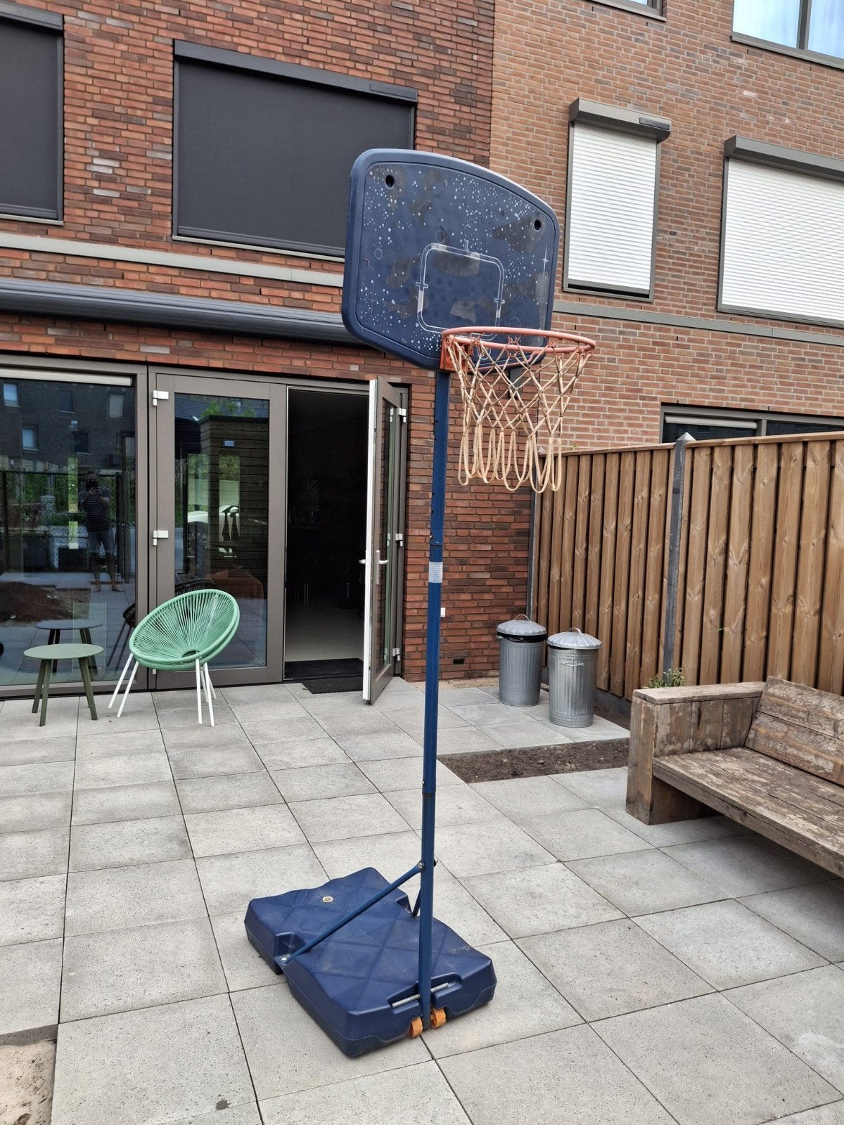 Verstelbare basketbalstandaard met bord en ring, Sport en Fitness, Ophalen, Gebruikt, Ring, Bord of Paal