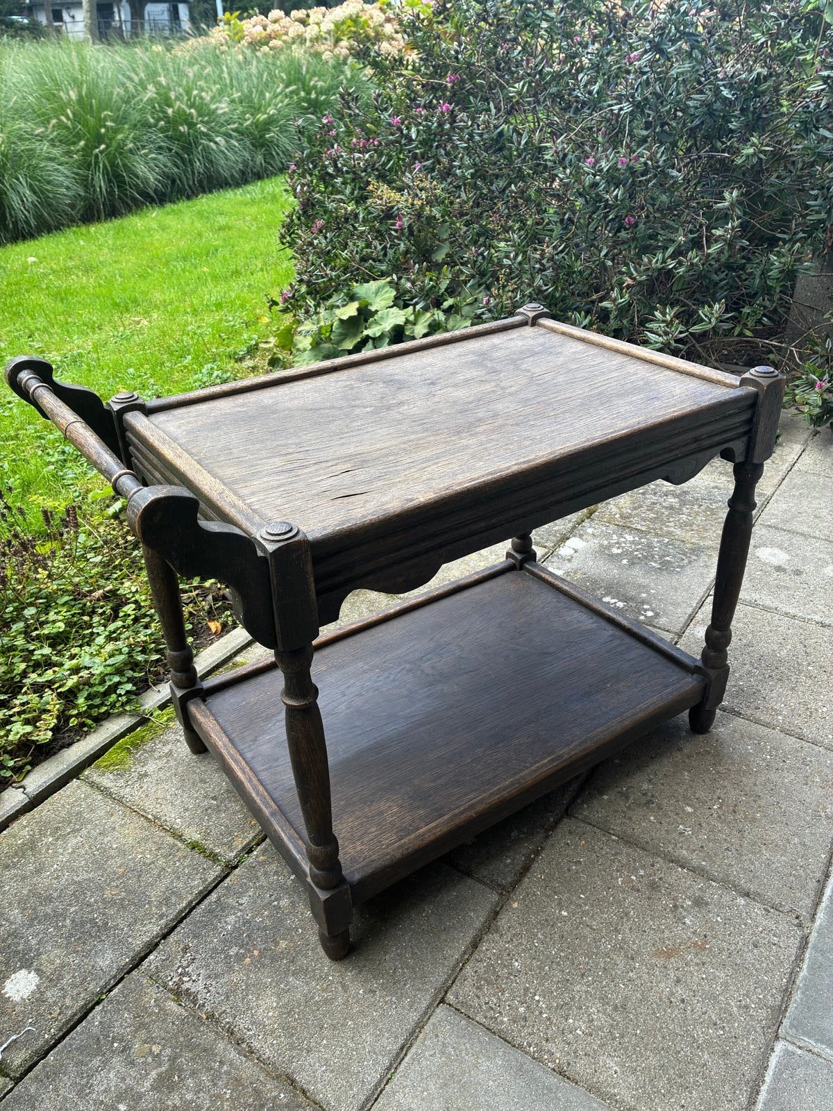 Antiek Serveer-/Bijzettafeltje - Hout, 73x43x53/60 cm, Huis en Inrichting, Gebruikt, 55 tot 75 cm, Rechthoekig, Hout