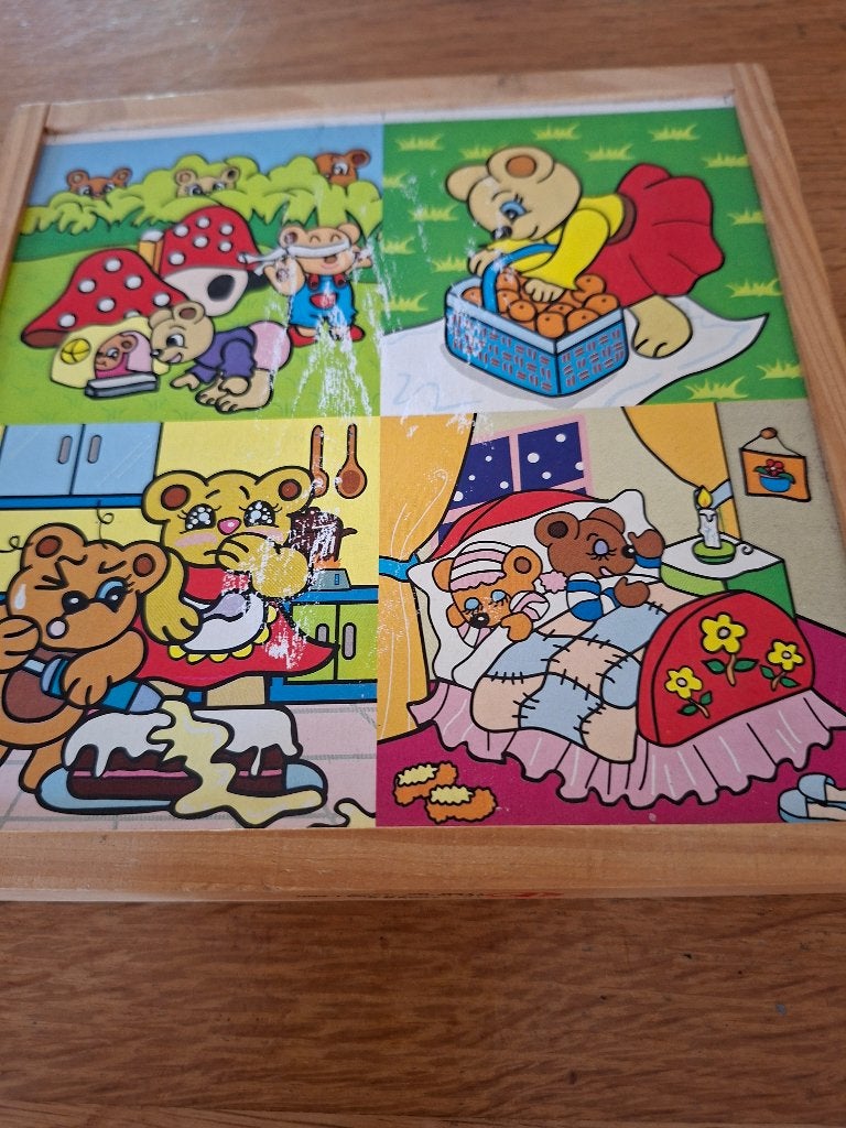 doosje met houten puzzels, Ophalen of Verzenden, 10 tot 50 stukjes, 6 maanden tot 2 jaar