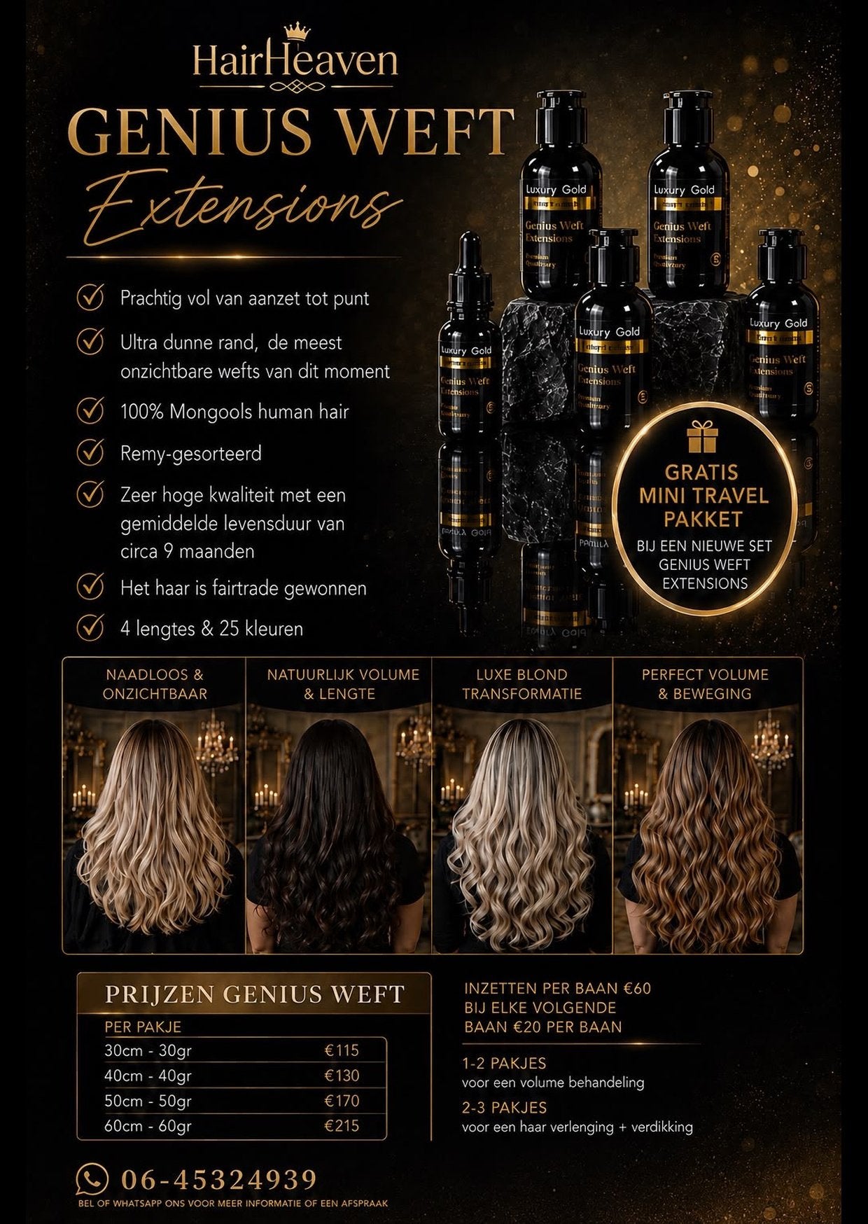 Dames kapsalon - Genius weft extensions/knippen/kleuren, Hairextensions