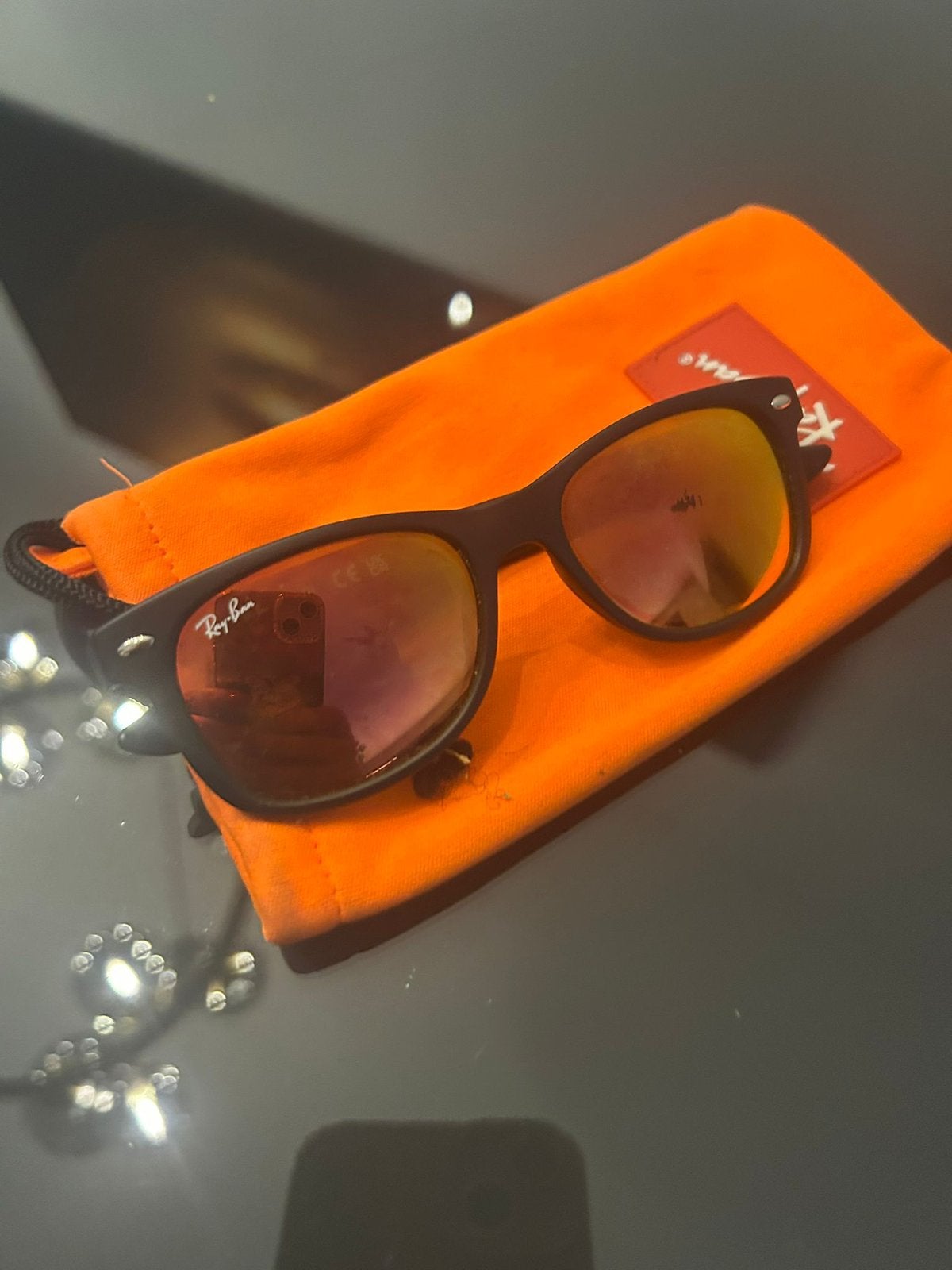 Ray-Ban Zonnebril met Oranje Spiegelglazen, Ophalen of Verzenden, Zo goed als nieuw