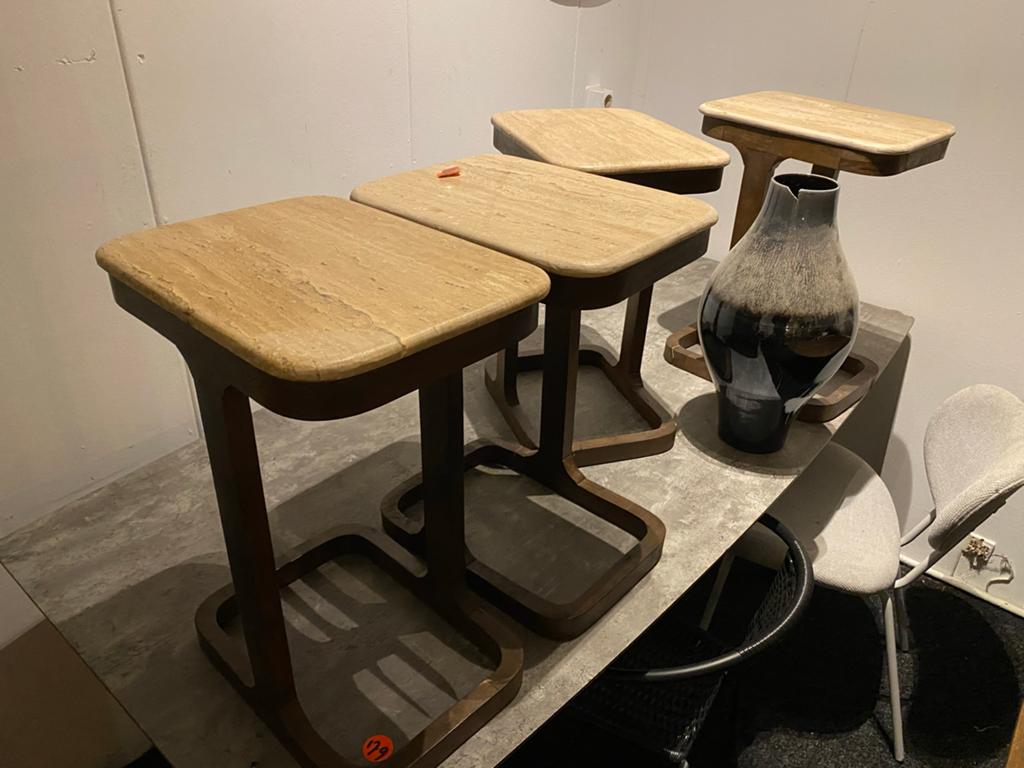 Bijzettafel echt travertin mango onderstel tyler 40x30x56, Minder dan 55 cm, Nieuw, Rechthoekig, Hout