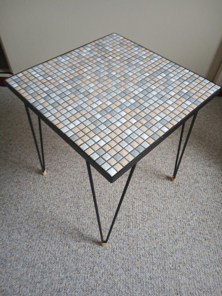 Vintage Mozaïek Planten tafeltje Jaren '50, Ophalen, Rechthoekig, Minder dan 55 cm, Minder dan 45 cm