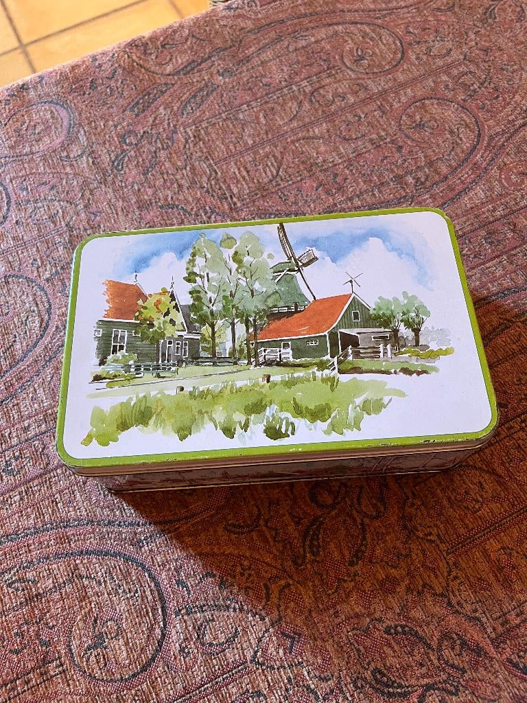 Verkade blik Zaanse Schans (aquarel), Verzamelen, Blikken, Ophalen of Verzenden, Gebruikt, Koek(jes), Verkade