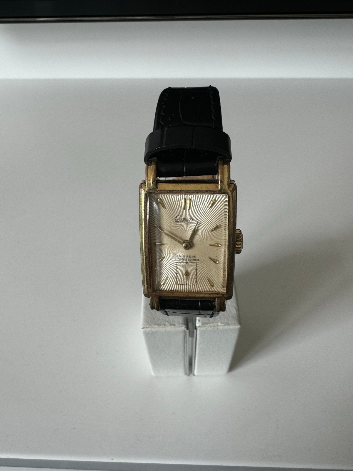 Vintage Condor Polshorloge -  met Zwart Leren Bandje, Ophalen of Verzenden, Gebruikt