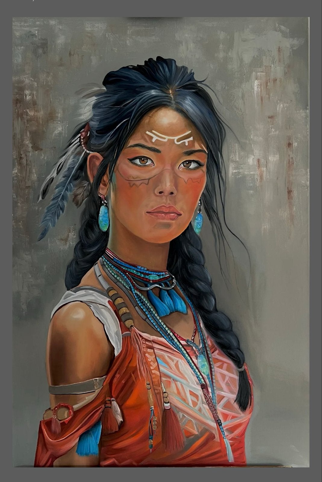 Olieverf Schilderij "Birdlady" - Gesigneerd, 80x120cm, Ophalen, Figuren, Textiel, Gesigneerd