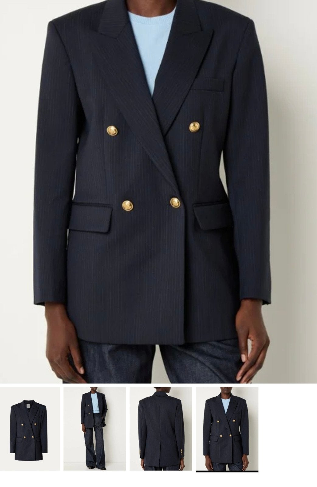 Sandro double-breasted blazer met gouden knopen, Maat 38/40 (M), Blauw, Sandro, Nieuw