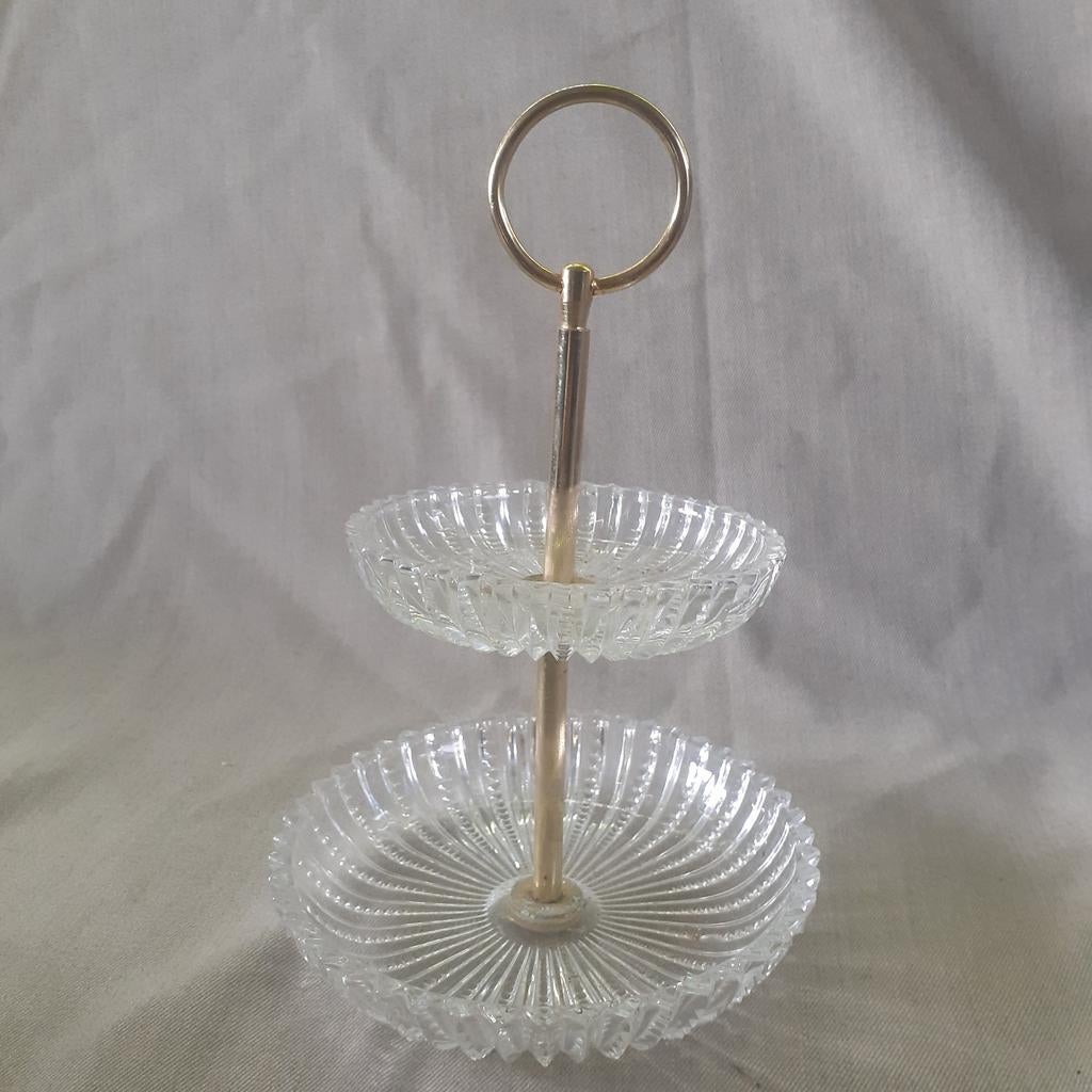 Bonbonniere, etagere glas en koper., Huis en Inrichting, Woonaccessoires | Etagères, Ophalen of Verzenden