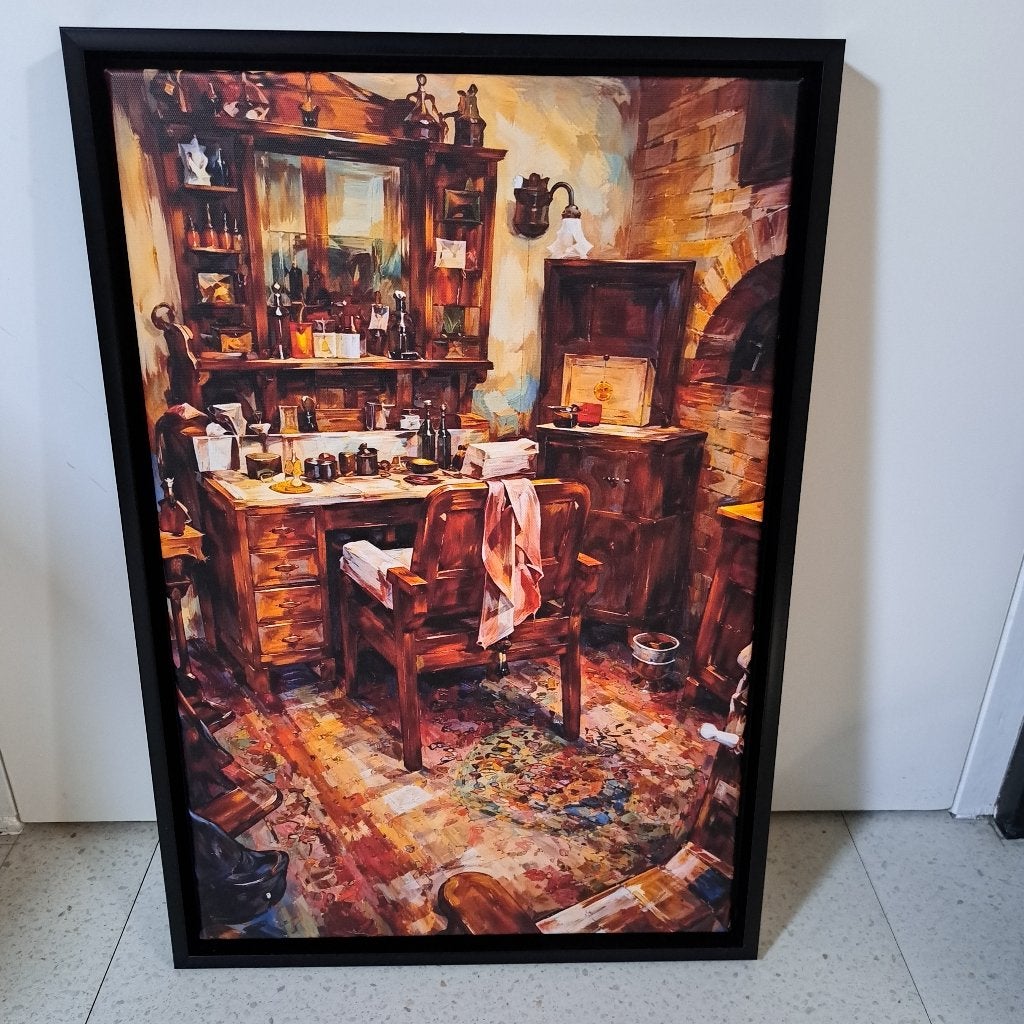 schilderij kapperszaak jaren 60, Ophalen of Verzenden