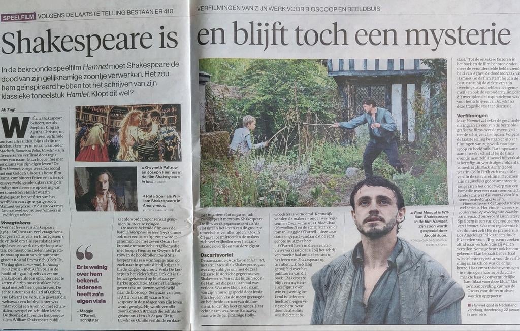 Shakespeare is en blijft toch een mysterie Krantenartikel, Ophalen of Verzenden, 1980 tot heden, Tijdschrift