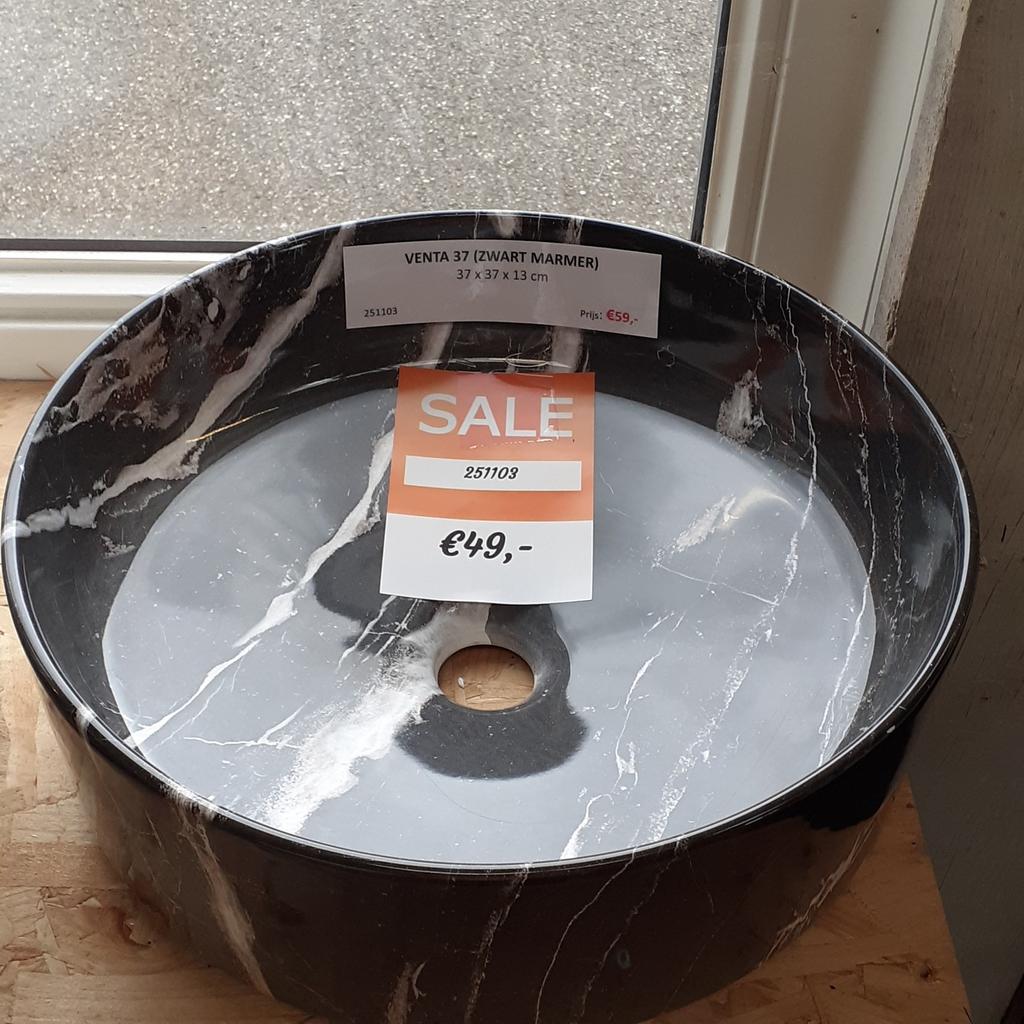 SALE! Venta 37, luxe waskom, zwarte marmerlook, modern