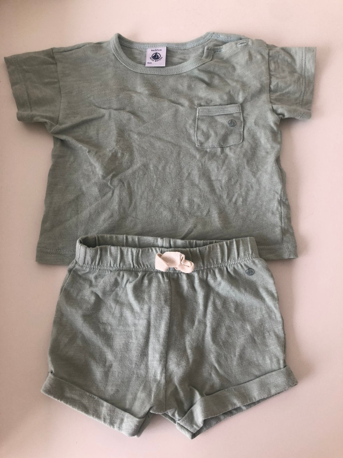 Mooi licht blauw zomer setje Petit Bateau - maat 68, Kinderen en Baby's, Babykleding | Maat 68, Ophalen of Verzenden, Zo goed als nieuw