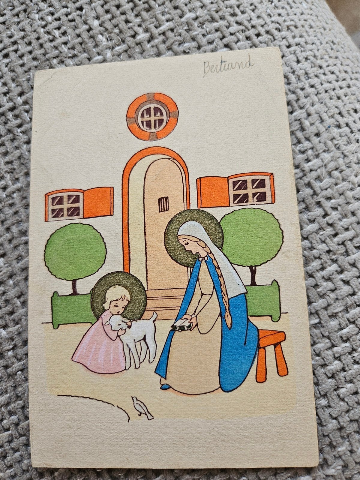 Jeanne Hebbelynck maria met kind, Ophalen of Verzenden, 1940 tot 1960, Gelopen, Overige thema's