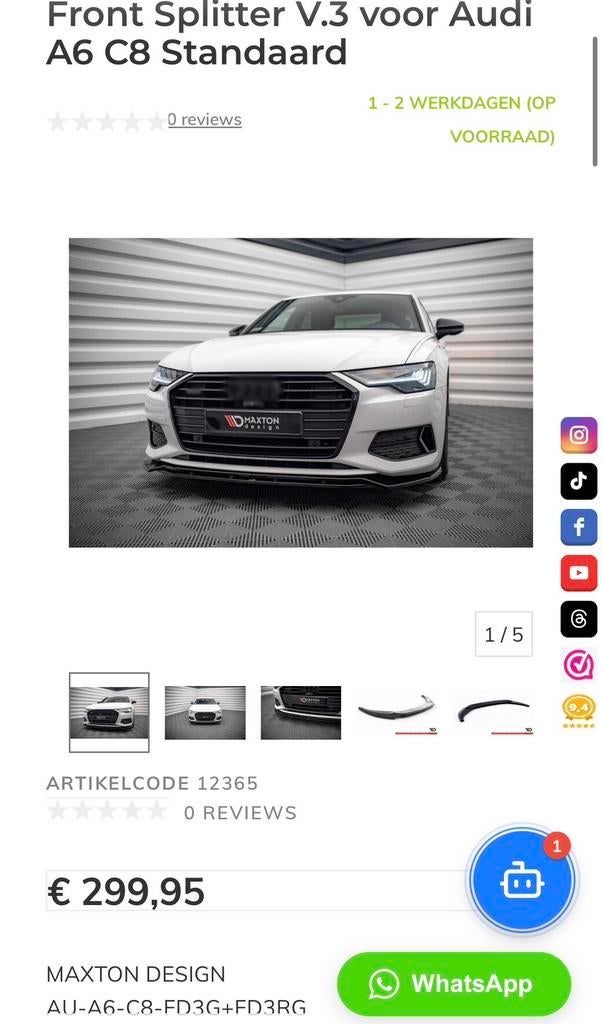 Maxton Design Front splitter audi a6 c8, Ophalen of Verzenden