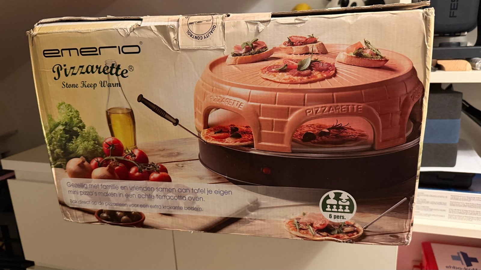 Emerio Pizzarette Stone Keep Warm - Pizzaoven voor 6 persone, Ophalen, Gebruikt