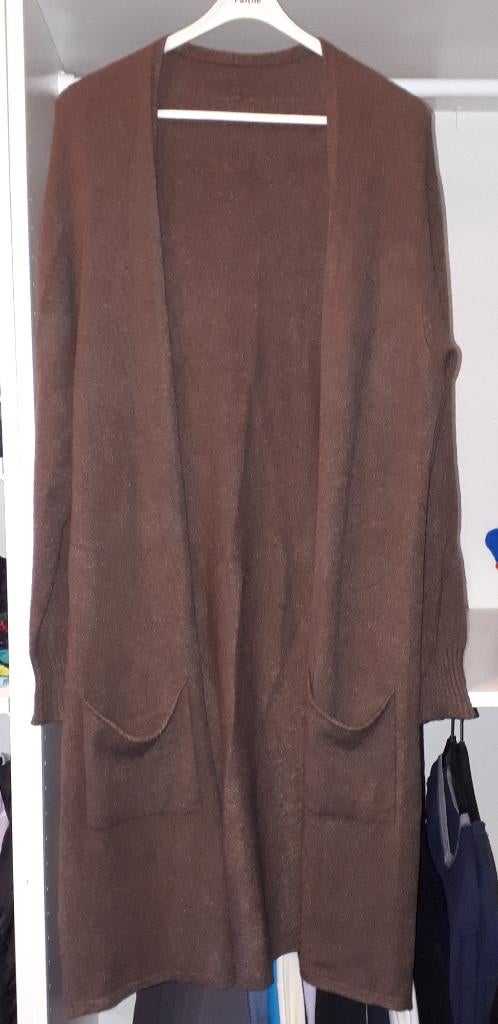 Made in Italy lang bruin vest L, Ophalen of Verzenden, Zo goed als nieuw, Maat 42/44 (L), Bruin