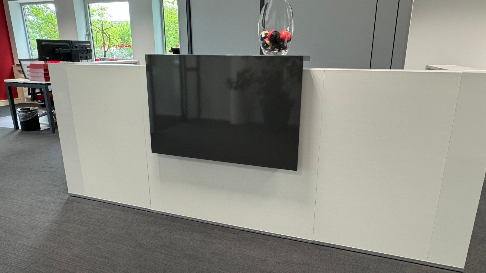 Witte bureabalie (85x285) met antraciet element, Ophalen, Bureau