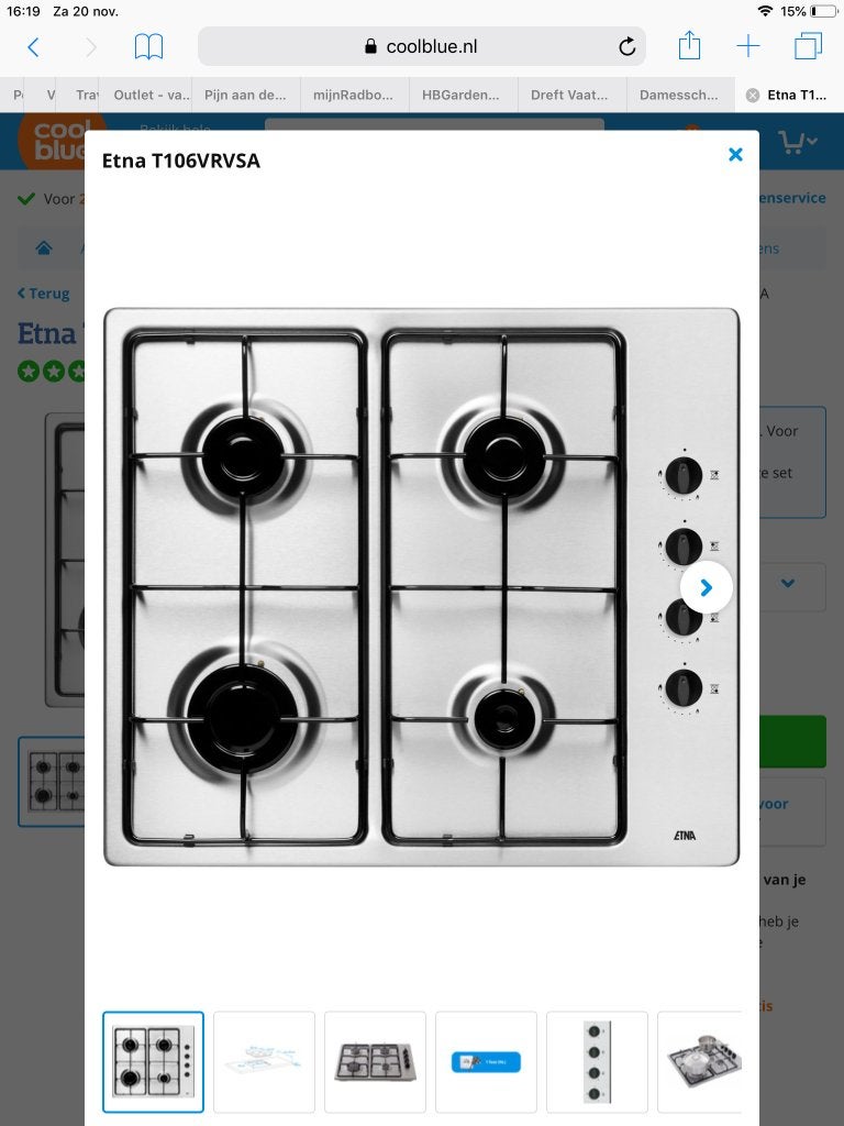 Kookplaat Etna, Witgoed en Apparatuur, Kookplaten, Ophalen, Nieuw, 4 kookzones, Inbouw