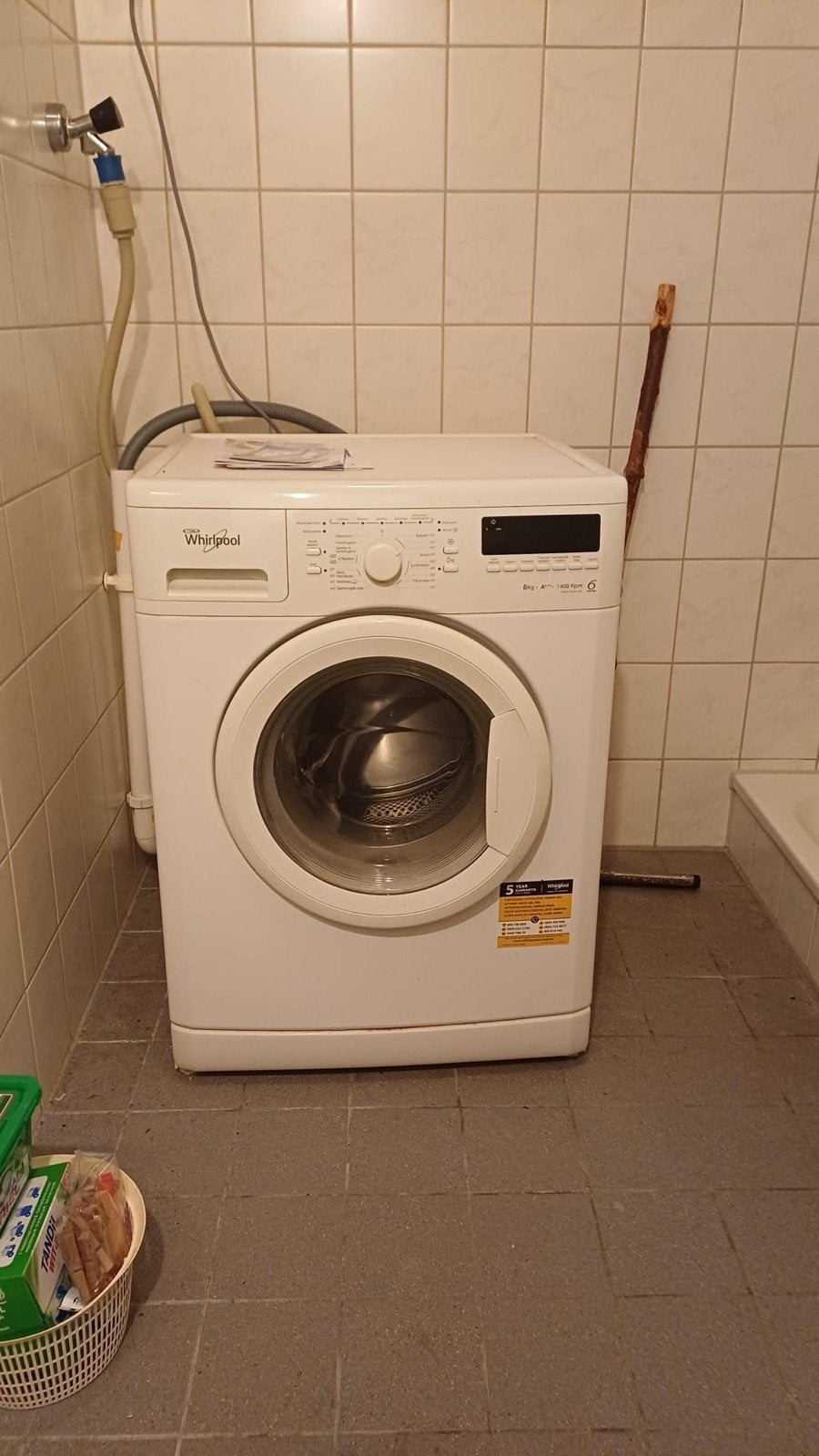 Prima Whirlpool wasmachine - ideaal voor student/starter, Ophalen, Gebruikt, Voorlader, 85 tot 90 cm