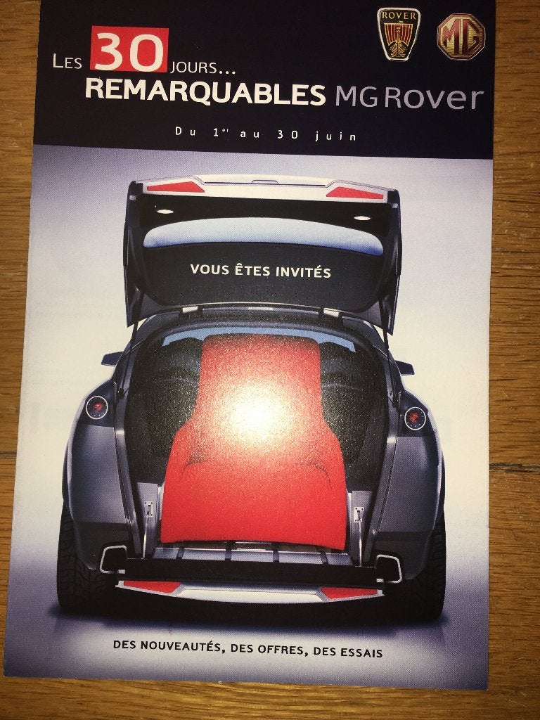 Rover 25 45 75 MG ZR ZS ZT ZT-T TF brochure folder Frankrijk, Boeken, Ophalen of Verzenden, Zo goed als nieuw, Overige merken