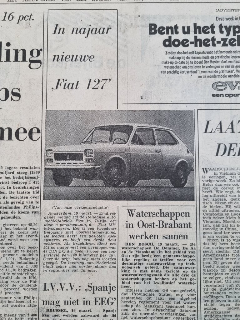 AUTO'S De nieuwe Fiat 127 (1971), Ophalen of Verzenden, 1960 tot 1980, Knipsel(s)