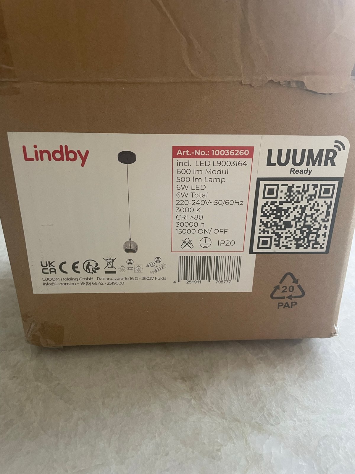 Lindby Hanglamp voor Nachtkastje - Modern Design, Huis en Inrichting, Lampen | Hanglampen, Ophalen of Verzenden, Nieuw, Glas, 75 cm of meer