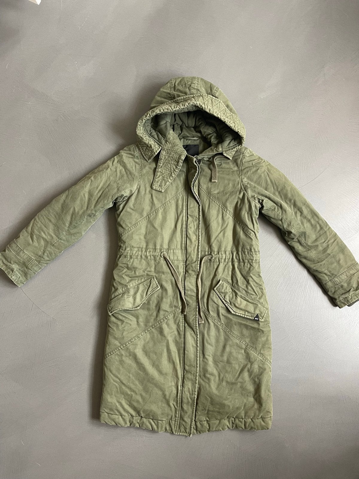 Denham groene parka jas met capuchon - Maat XS, Ophalen of Verzenden, Gedragen, Maat 34 (XS) of kleiner, Groen