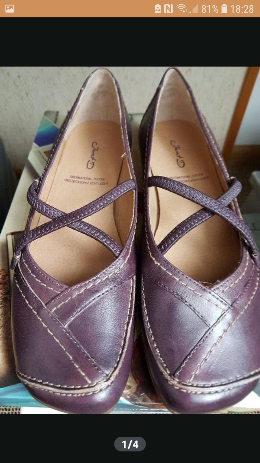 Janet D. Paarse Leren Ballerina's, Kleding | Dames, Ophalen of Verzenden, Nieuw, Overige kleuren