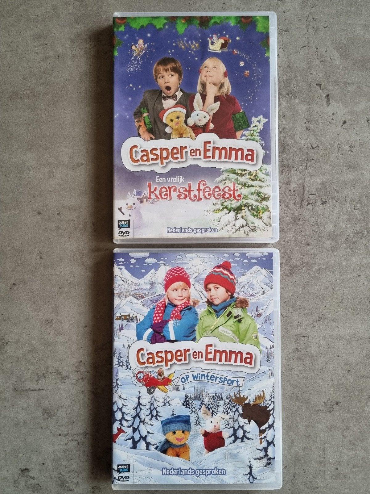 Orig,2x,CASPER EN EMMA,Kerstfeest&Op Wintersport,Nederl,Igst, Alle leeftijden, Zo goed als nieuw, Familie, Film