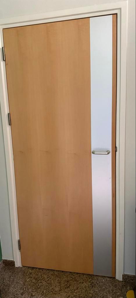 Massieve houten binnendeur met beslag en scharnieren, Doe-het-zelf en Verbouw, Deuren en Horren, Ophalen, Gebruikt, 80 tot 100 cm