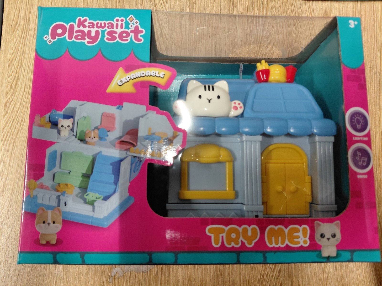 Kawaii Playset Poppenhuis met Licht en Geluid blauw, Ophalen of Verzenden, Nieuw, Poppenhuis