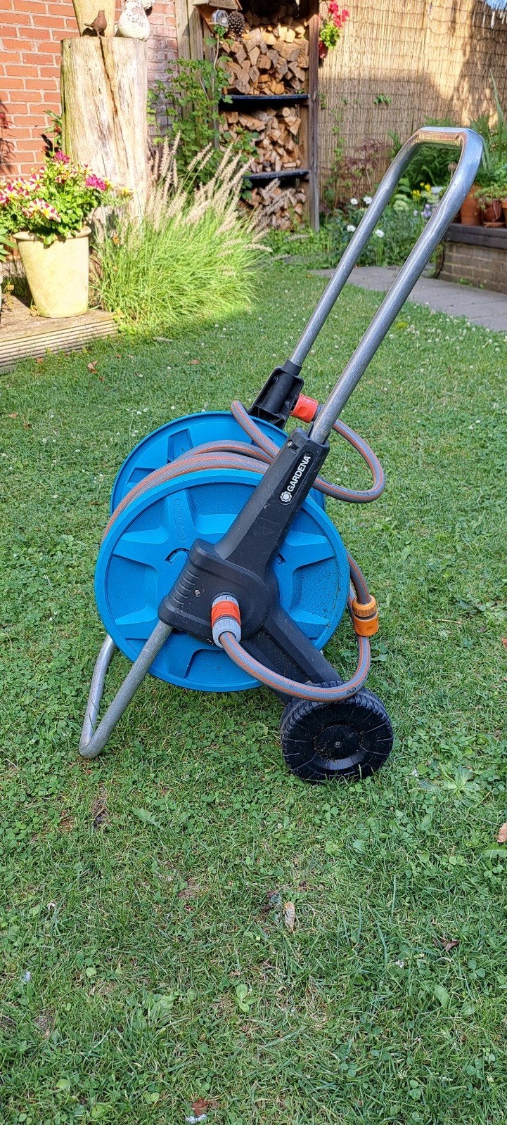 Gardena Tuinslanghaspel met slang, Ophalen of Verzenden, Gebruikt, Tuinslanghaspel