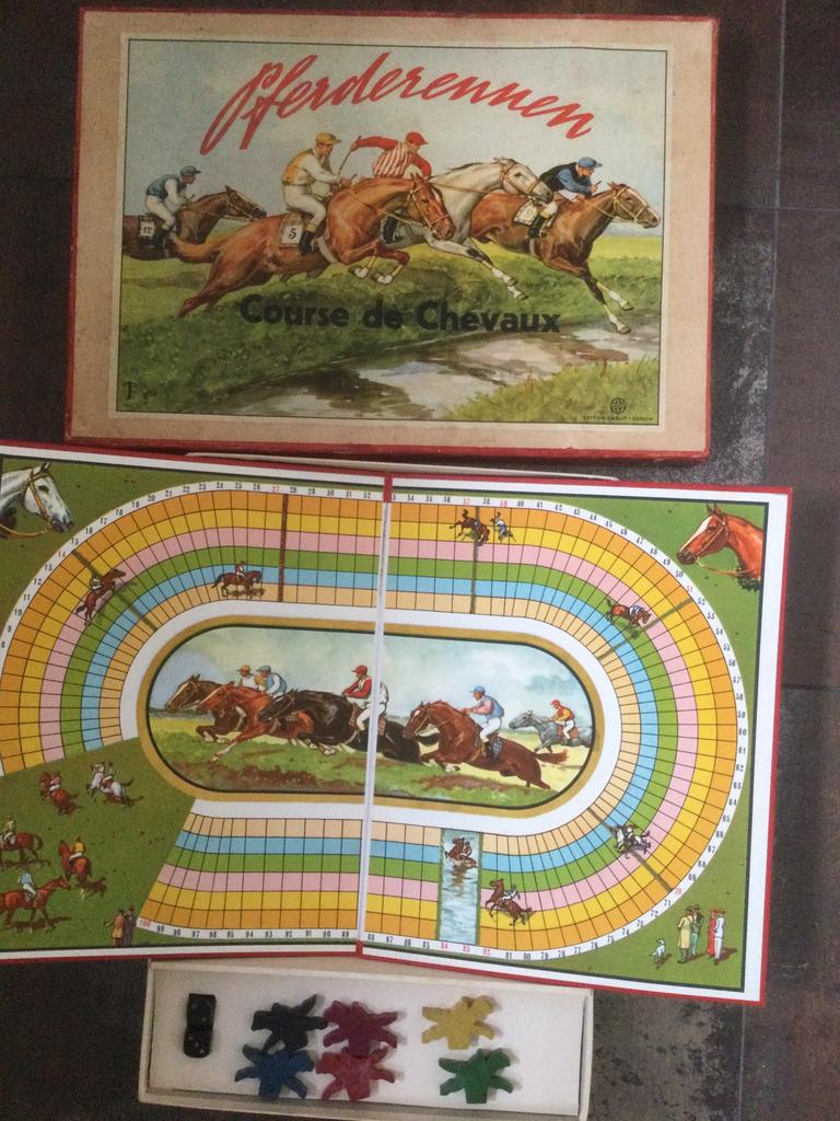 Paarden renbaan spel Mid Century, Ophalen of Verzenden, Zo goed als nieuw