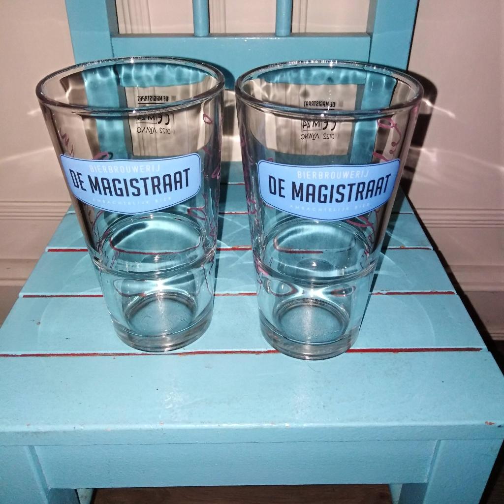 Bierglas type vaasje van Bierbrouwerij De Magistraat 2 stuks, Ophalen, Zo goed als nieuw, Glas of Glazen, Overige merken