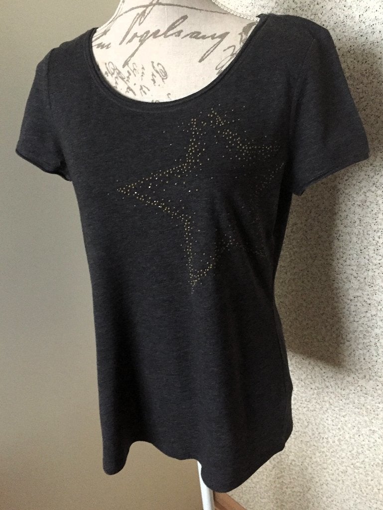 Donkergrijs T-shirt met sier studs mt L / ESPRIT - NIEUW, Maat 42/44 (L), Nieuw, Ophalen of Verzenden, Korte mouw