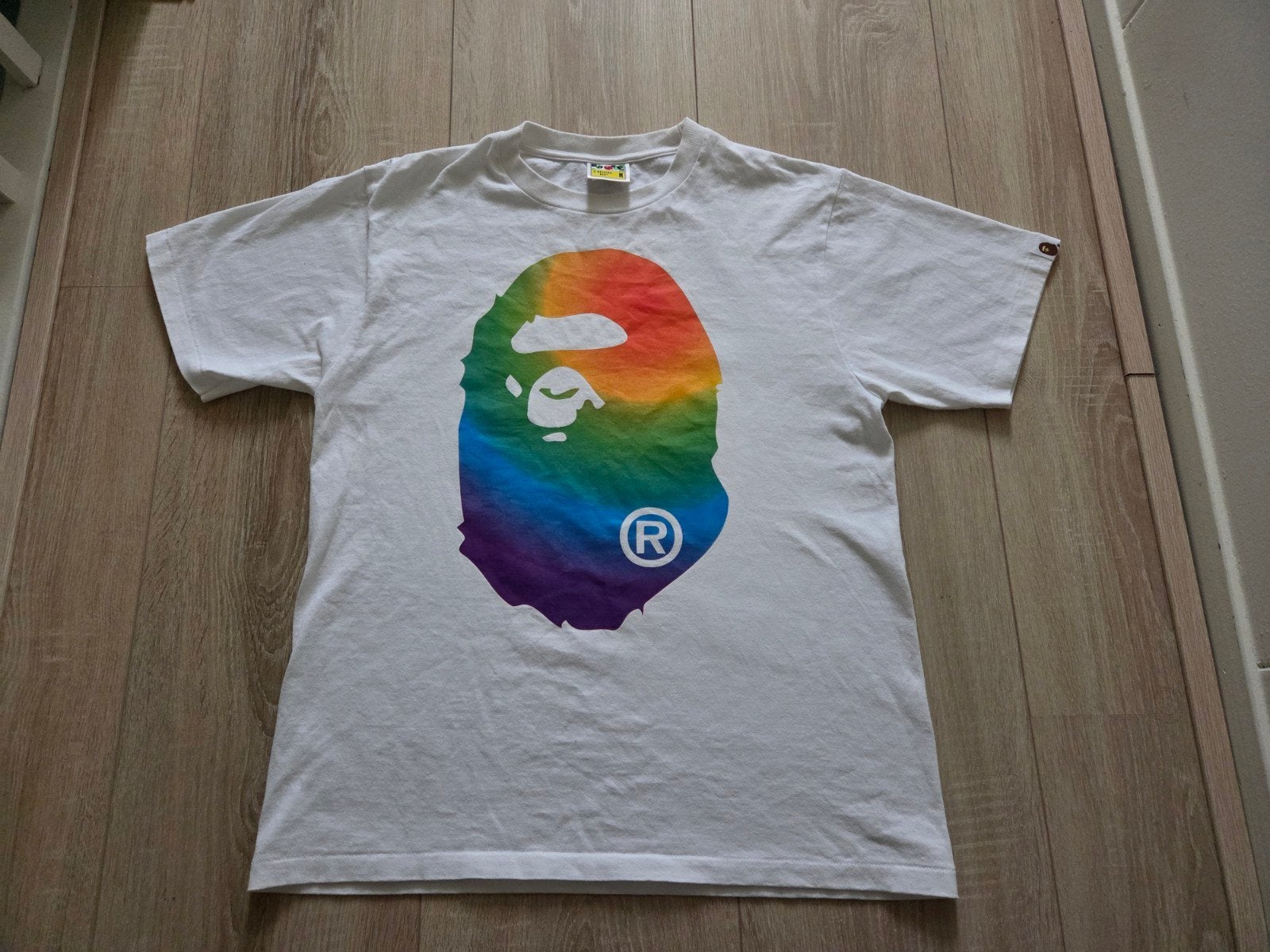 A Bathing Ape Bape Rainbow Ape Head T-shirt Maat M, Maat 48/50 (M), Wit, Nieuw, Ophalen of Verzenden