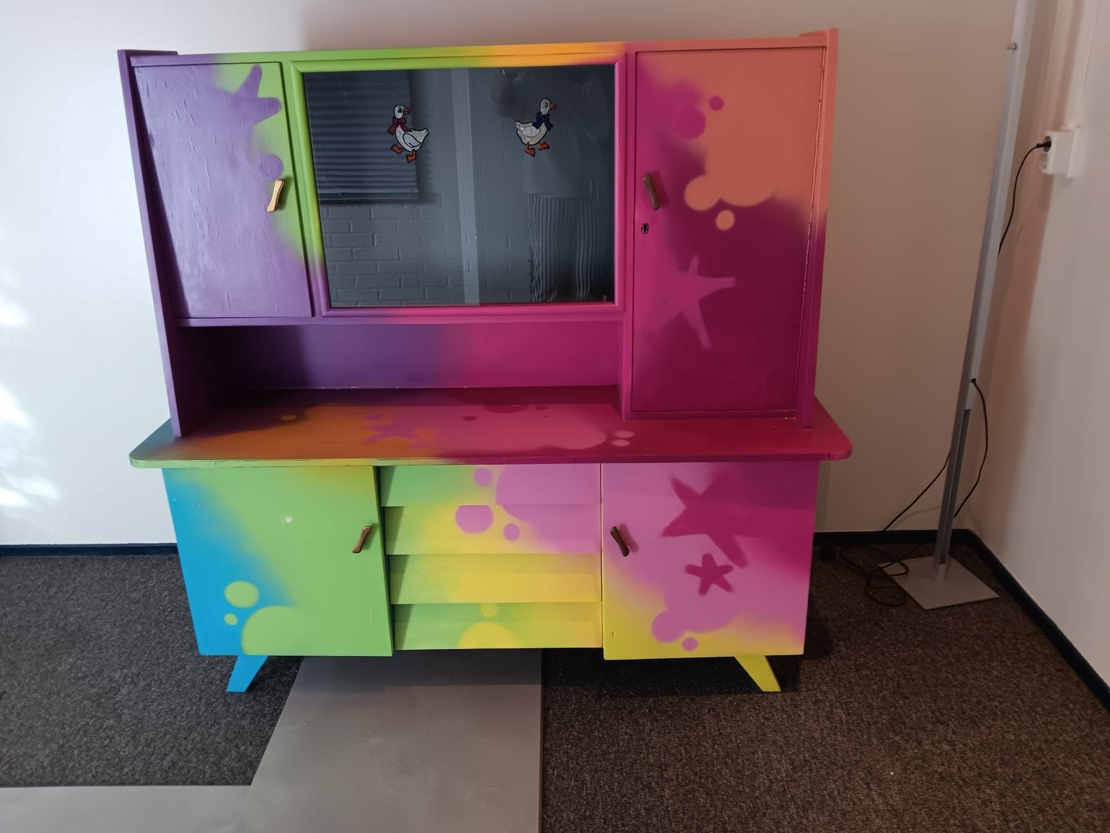 Unieke geairbrushte houten kast, Huis en Inrichting, Kasten | Overige, Ophalen, Gebruikt