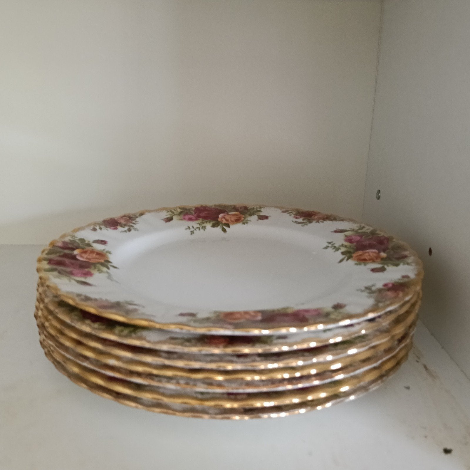 7 Royal Albert Old Country Roses ontbijtborden, Ophalen of Verzenden