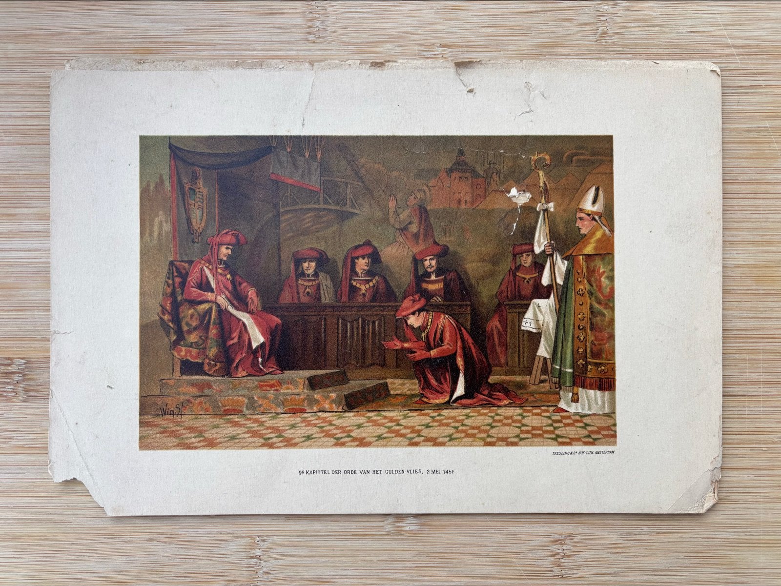 Antieke prent: Kapittel Orde van het Gulden Vlies, Ophalen of Verzenden