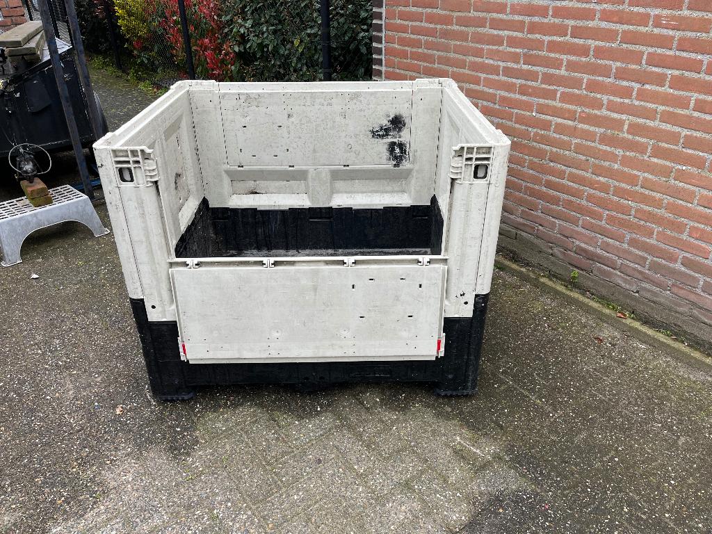 Kunststof boxpallet, pallet, palletbox met klep, Doe-het-zelf en Verbouw, Kratten en Dozen, Ophalen, Gebruikt, 100 cm of meer