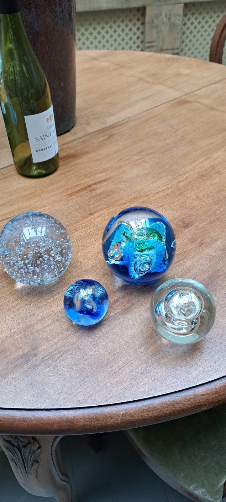 Set van 4 decoratieve glazen bollen, press-papiers, Ophalen of Verzenden