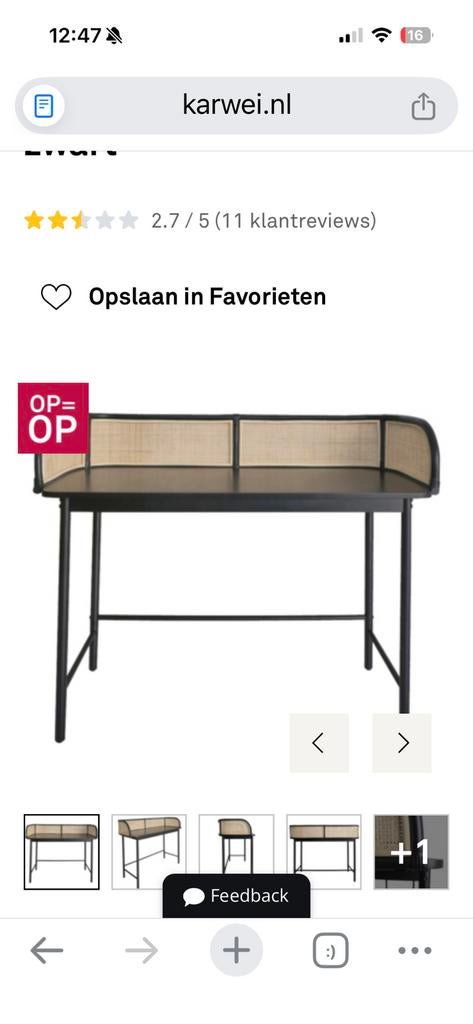Nieuw bureau Pepijn nog in doos, Huis en Inrichting, Bureaus, Zwart, Metaal, Nieuw, Ophalen of Verzenden