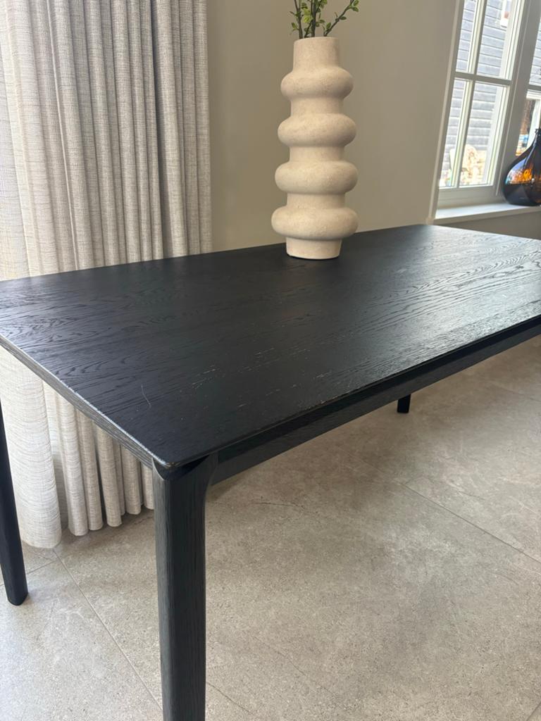 Zwarte houtfineer eettafel 160x80 cm, Huis en Inrichting, Tafels | Eettafels, Ophalen, Gebruikt, 50 tot 100 cm, 150 tot 200 cm