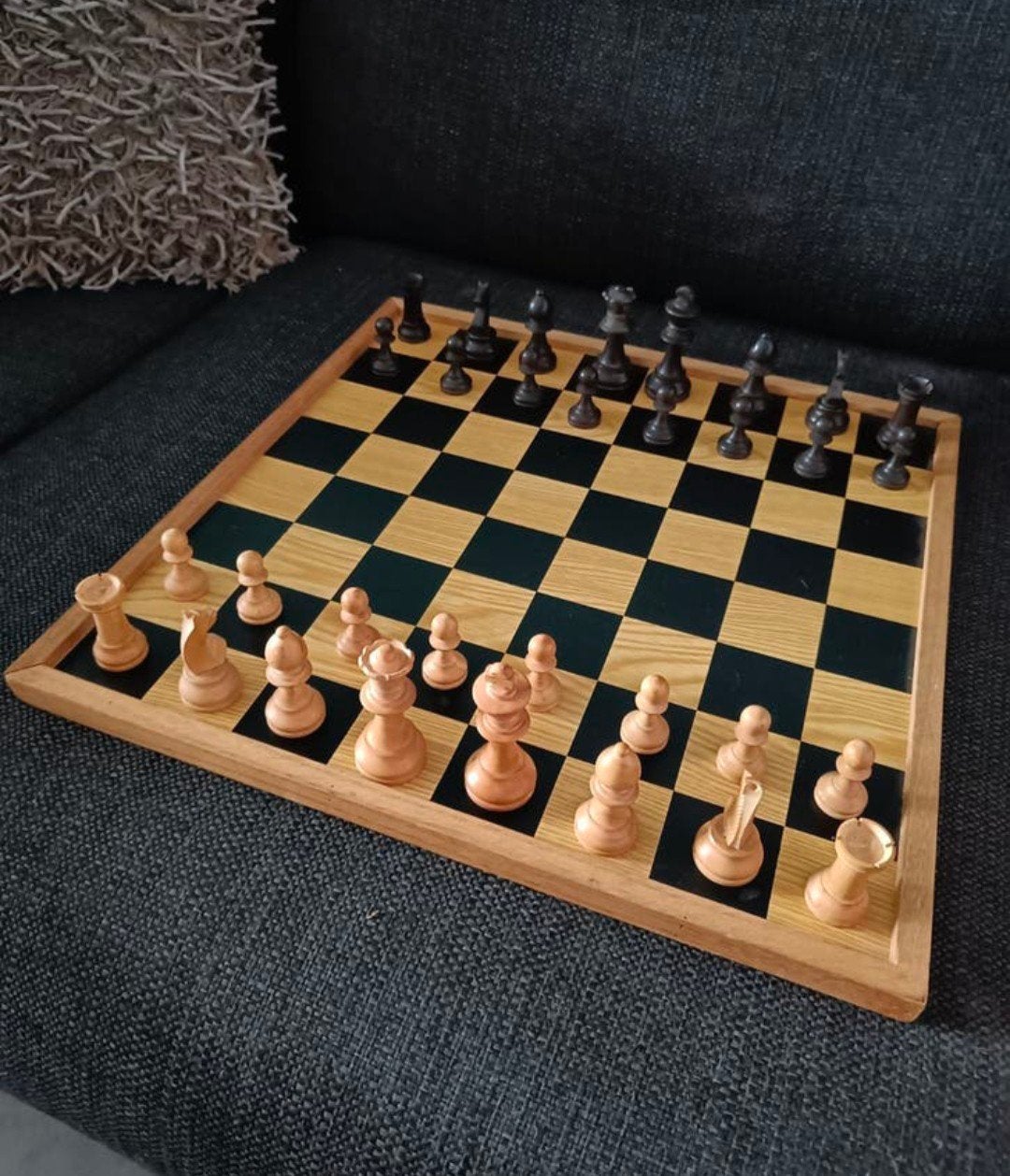 Houten Schaak- en Dambord met Stukken - Compleet Set, Ophalen of Verzenden, Minder dan 500 stukjes, Gebruikt, Schaken
