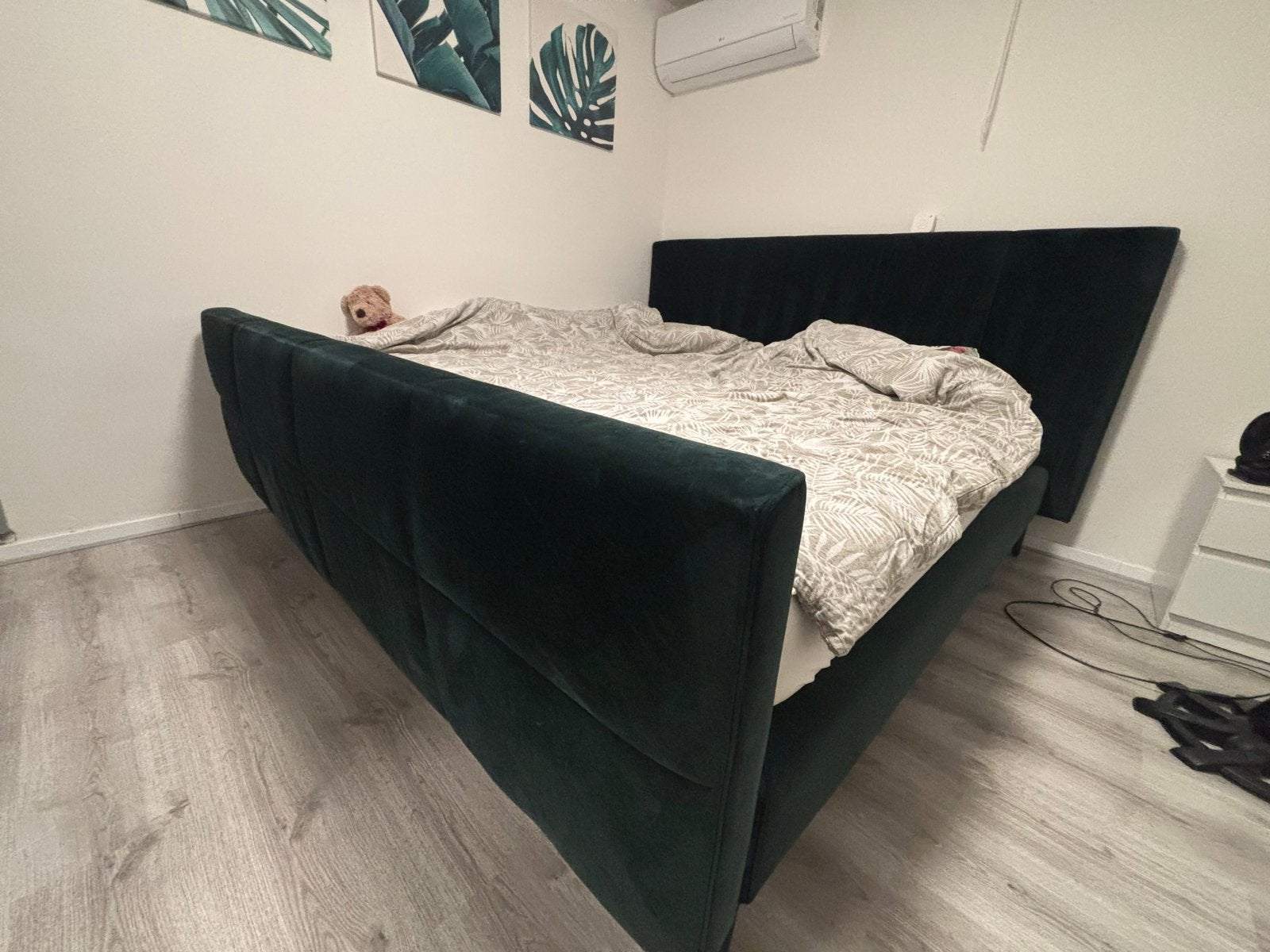 Tweepersoonsbed Groen Fluweel 200x200, Ophalen, Tweepersoons, Zo goed als nieuw, Overige maten