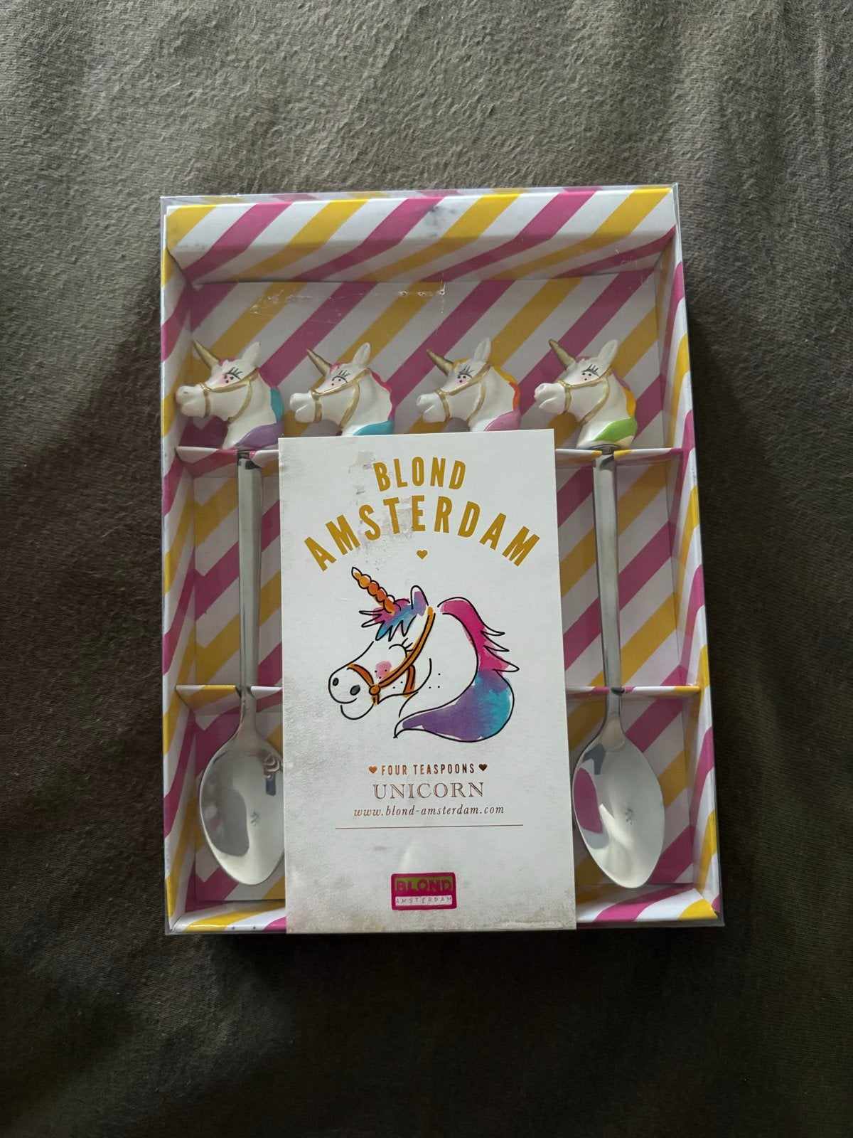 Blond Amsterdam Theelepels Unicorn - Nieuw in verpakking, Theelepel, Los bestek, Nieuw, Ophalen of Verzenden