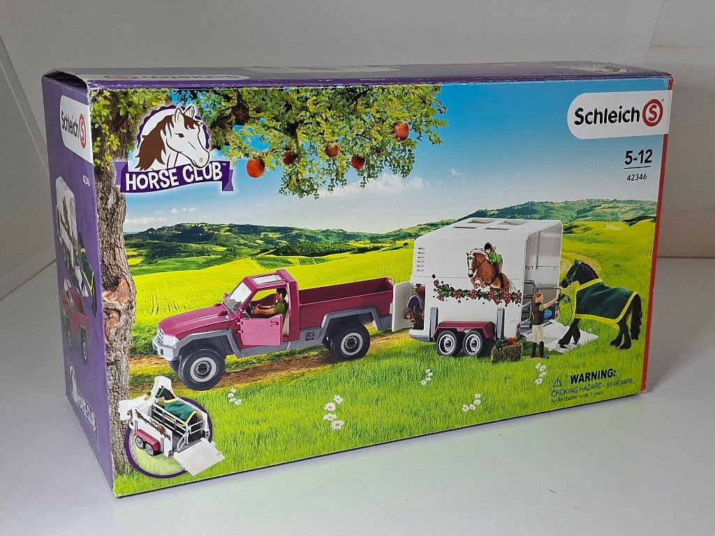 Schleich pick-up truck met paardentrailer, Ophalen of Verzenden, Gebruikt
