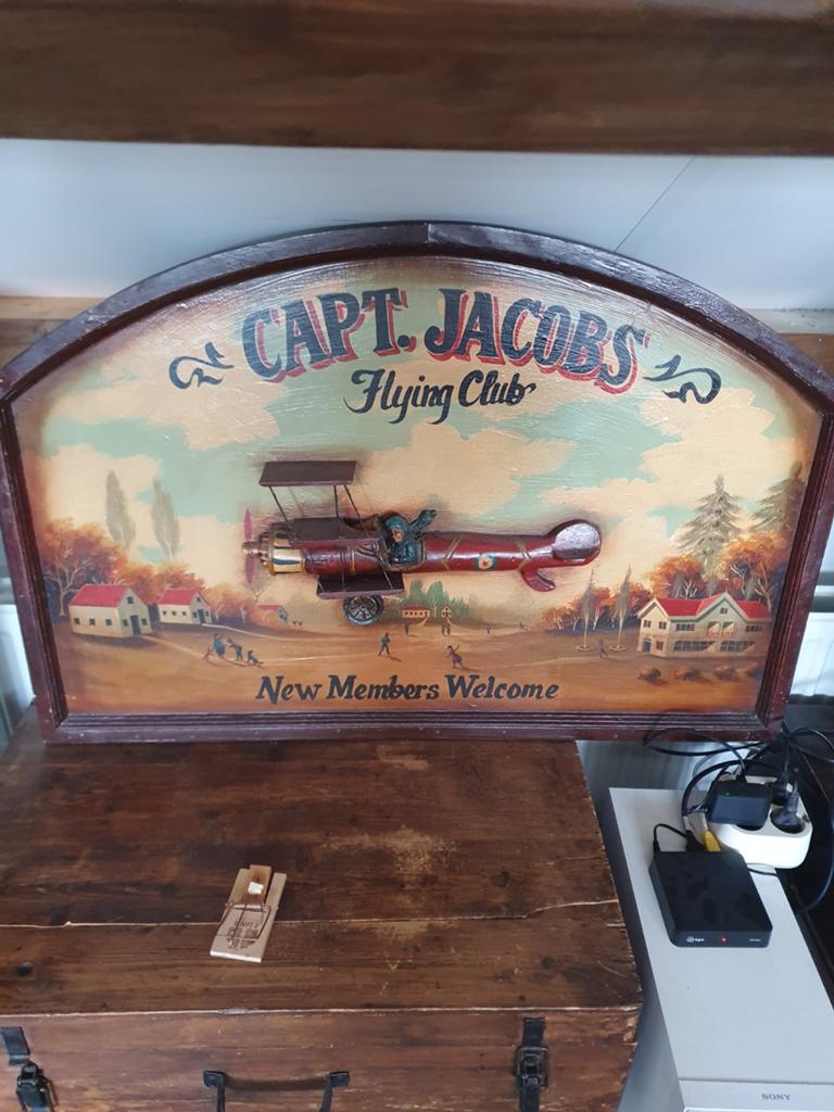 Captain Jacobs vliegtuigbord hout 3d, Antiek en Kunst, Antiek | Klokken, Ophalen